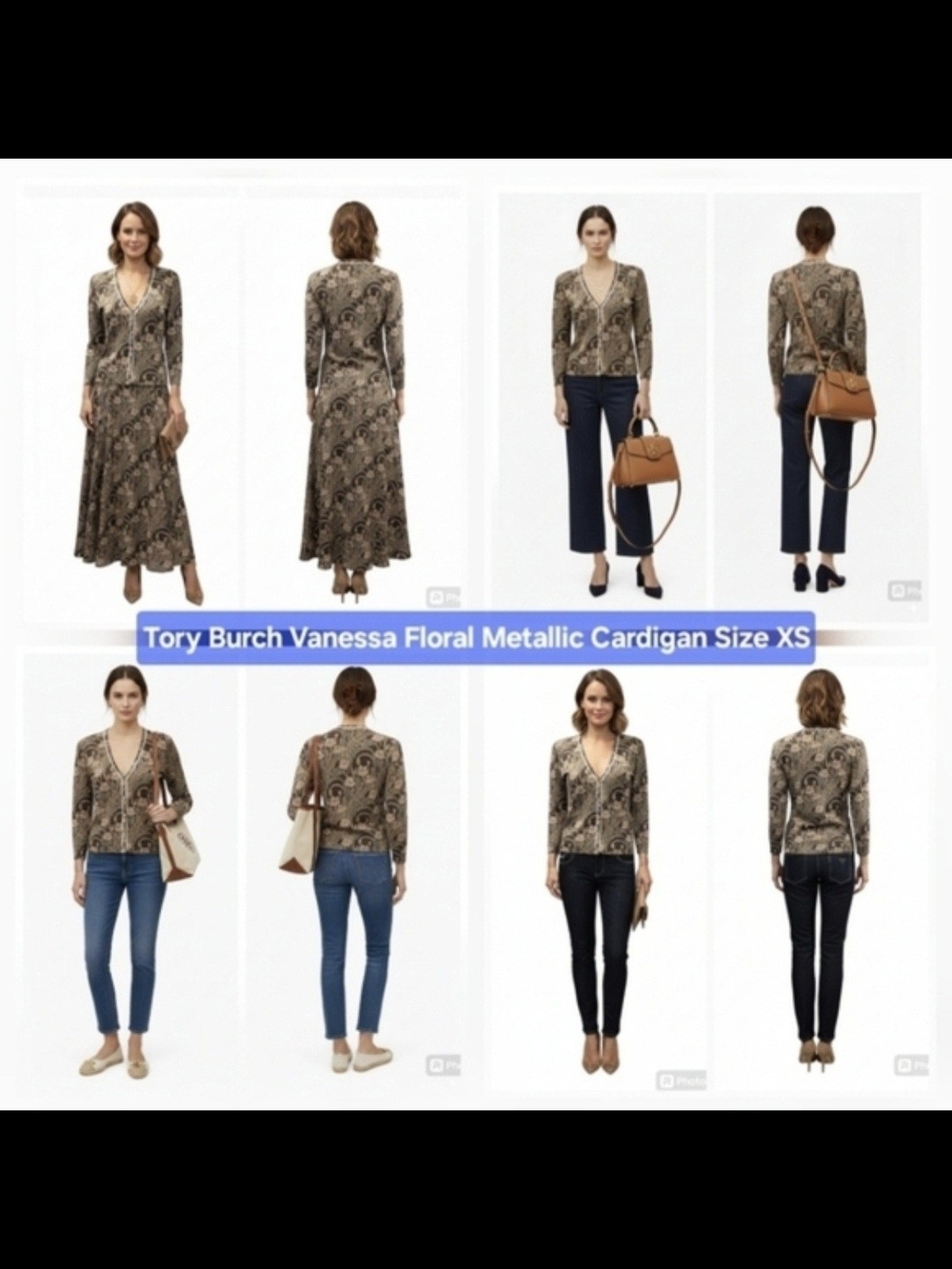 Tory Burch Vanessa Floral Metallic Cardigan Size XS